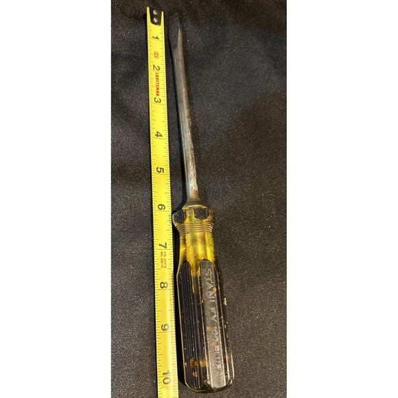 Set of 3 Vintage Stanley 100 Plus Flathead Yellow & Black Screwdrivers - Picture 6 of 7